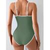 imageEomenie Womens One Piece Swimsuit Tummy Control Slimming Bathing Suit Color Block Spaghetti Strap 1 Piece Swim Suit SwimwearArmy Green and White