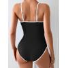 imageEomenie Womens One Piece Swimsuit Tummy Control Slimming Bathing Suit Color Block Spaghetti Strap 1 Piece Swim Suit SwimwearBlack