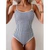 imageEomenie Womens One Piece Swimsuit Tummy Control Slimming Bathing Suit Color Block Spaghetti Strap 1 Piece Swim Suit SwimwearBlack White Stripe