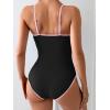 imageEomenie Womens One Piece Swimsuit Tummy Control Slimming Bathing Suit Color Block Spaghetti Strap 1 Piece Swim Suit SwimwearBlack and Pink