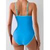 imageEomenie Womens One Piece Swimsuit Tummy Control Slimming Bathing Suit Color Block Spaghetti Strap 1 Piece Swim Suit SwimwearBlue