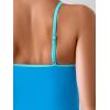 imageEomenie Womens One Piece Swimsuit Tummy Control Slimming Bathing Suit Color Block Spaghetti Strap 1 Piece Swim Suit SwimwearBlue