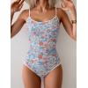 imageEomenie Womens One Piece Swimsuit Tummy Control Slimming Bathing Suit Color Block Spaghetti Strap 1 Piece Swim Suit SwimwearBlue Orange Printed
