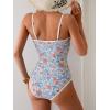 imageEomenie Womens One Piece Swimsuit Tummy Control Slimming Bathing Suit Color Block Spaghetti Strap 1 Piece Swim Suit SwimwearBlue Orange Printed