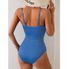 imageEomenie Womens One Piece Swimsuit Tummy Control Slimming Bathing Suit Color Block Spaghetti Strap 1 Piece Swim Suit SwimwearBlue a
