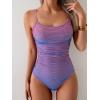 imageEomenie Womens One Piece Swimsuit Tummy Control Slimming Bathing Suit Color Block Spaghetti Strap 1 Piece Swim Suit SwimwearBlue and Red
