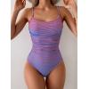 imageEomenie Womens One Piece Swimsuit Tummy Control Slimming Bathing Suit Color Block Spaghetti Strap 1 Piece Swim Suit SwimwearBlue and Red
