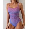 imageEomenie Womens One Piece Swimsuit Tummy Control Slimming Bathing Suit Color Block Spaghetti Strap 1 Piece Swim Suit SwimwearBlue and Red