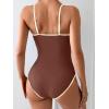 imageEomenie Womens One Piece Swimsuit Tummy Control Slimming Bathing Suit Color Block Spaghetti Strap 1 Piece Swim Suit SwimwearBrown