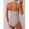 imageEomenie Womens One Piece Swimsuit Tummy Control Slimming Bathing Suit Color Block Spaghetti Strap 1 Piece Swim Suit SwimwearBrown White Printed
