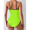 imageEomenie Womens One Piece Swimsuit Tummy Control Slimming Bathing Suit Color Block Spaghetti Strap 1 Piece Swim Suit SwimwearFluorescent Green
