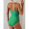 imageEomenie Womens One Piece Swimsuit Tummy Control Slimming Bathing Suit Color Block Spaghetti Strap 1 Piece Swim Suit SwimwearGreen