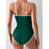 imageEomenie Womens One Piece Swimsuit Tummy Control Slimming Bathing Suit Color Block Spaghetti Strap 1 Piece Swim Suit SwimwearGreen and Blue