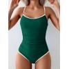 imageEomenie Womens One Piece Swimsuit Tummy Control Slimming Bathing Suit Color Block Spaghetti Strap 1 Piece Swim Suit SwimwearGreen and Blue