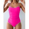 imageEomenie Womens One Piece Swimsuit Tummy Control Slimming Bathing Suit Color Block Spaghetti Strap 1 Piece Swim Suit SwimwearHot Pink