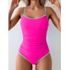 imageEomenie Womens One Piece Swimsuit Tummy Control Slimming Bathing Suit Color Block Spaghetti Strap 1 Piece Swim Suit SwimwearHot Pink and Green