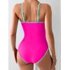 imageEomenie Womens One Piece Swimsuit Tummy Control Slimming Bathing Suit Color Block Spaghetti Strap 1 Piece Swim Suit SwimwearHot Pink and Green