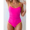 imageEomenie Womens One Piece Swimsuit Tummy Control Slimming Bathing Suit Color Block Spaghetti Strap 1 Piece Swim Suit SwimwearHot Pink and Yellow