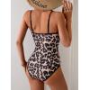 imageEomenie Womens One Piece Swimsuit Tummy Control Slimming Bathing Suit Color Block Spaghetti Strap 1 Piece Swim Suit SwimwearLeopard Printed