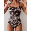 imageEomenie Womens One Piece Swimsuit Tummy Control Slimming Bathing Suit Color Block Spaghetti Strap 1 Piece Swim Suit SwimwearLeopard Printed