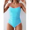 imageEomenie Womens One Piece Swimsuit Tummy Control Slimming Bathing Suit Color Block Spaghetti Strap 1 Piece Swim Suit SwimwearLight Blue and Pink