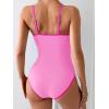 imageEomenie Womens One Piece Swimsuit Tummy Control Slimming Bathing Suit Color Block Spaghetti Strap 1 Piece Swim Suit SwimwearPink