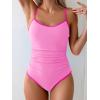 imageEomenie Womens One Piece Swimsuit Tummy Control Slimming Bathing Suit Color Block Spaghetti Strap 1 Piece Swim Suit SwimwearPink
