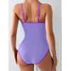 imageEomenie Womens One Piece Swimsuit Tummy Control Slimming Bathing Suit Color Block Spaghetti Strap 1 Piece Swim Suit SwimwearPurple
