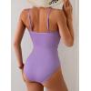 imageEomenie Womens One Piece Swimsuit Tummy Control Slimming Bathing Suit Color Block Spaghetti Strap 1 Piece Swim Suit SwimwearPurple B