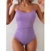 imageEomenie Womens One Piece Swimsuit Tummy Control Slimming Bathing Suit Color Block Spaghetti Strap 1 Piece Swim Suit SwimwearPurple B