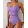 imageEomenie Womens One Piece Swimsuit Tummy Control Slimming Bathing Suit Color Block Spaghetti Strap 1 Piece Swim Suit SwimwearPurple B