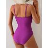 imageEomenie Womens One Piece Swimsuit Tummy Control Slimming Bathing Suit Color Block Spaghetti Strap 1 Piece Swim Suit SwimwearPurple a
