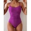 imageEomenie Womens One Piece Swimsuit Tummy Control Slimming Bathing Suit Color Block Spaghetti Strap 1 Piece Swim Suit SwimwearPurple a