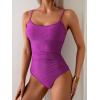 imageEomenie Womens One Piece Swimsuit Tummy Control Slimming Bathing Suit Color Block Spaghetti Strap 1 Piece Swim Suit SwimwearPurple a