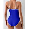 imageEomenie Womens One Piece Swimsuit Tummy Control Slimming Bathing Suit Color Block Spaghetti Strap 1 Piece Swim Suit SwimwearRoyal Blue and White