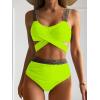 imageEomenie Womens Two Piece Crisscross Swimsuits Tummy Control Bathing Suit High Waist Wrap Bikini 2 Piece Tie Back Swimwear