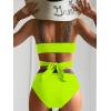 imageEomenie Womens Two Piece Crisscross Swimsuits Tummy Control Bathing Suit High Waist Wrap Bikini 2 Piece Tie Back Swimwear
