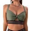 imageEomenie Bikini Top for Women Swimsuit Twist Hollow Bathing Suit Top OnlyArmy Green