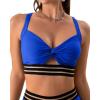 imageEomenie Bikini Top for Women Swimsuit Twist Hollow Bathing Suit Top OnlyNavy Blue
