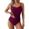 imageEomenie Tankini Swimsuits for Women Two Piece Tummy Control Bathing Suit Slimming Modest Swimwear with High Waisted BottomWine Red
