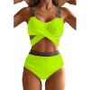 imageEomenie Womens Two Piece Crisscross Swimsuits Tummy Control Bathing Suit High Waist Wrap Bikini 2 Piece Tie Back Swimwear