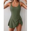imageEomenie One Piece Swimdress Swimsuits for Women Tummy Control Swim Dresses Skirt Bathing SuitArmy Green