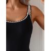 imageEomenie One Piece Swimdress Swimsuits for Women Tummy Control Swim Dresses Skirt Bathing SuitBlack White Color Block