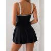 imageEomenie One Piece Swimdress Swimsuits for Women Tummy Control Swim Dresses Skirt Bathing SuitBlack White Color Block