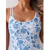 imageEomenie One Piece Swimdress Swimsuits for Women Tummy Control Swim Dresses Skirt Bathing SuitBlue Print