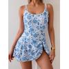 imageEomenie One Piece Swimdress Swimsuits for Women Tummy Control Swim Dresses Skirt Bathing SuitBlue Print