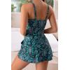 imageEomenie One Piece Swimdress Swimsuits for Women Tummy Control Swim Dresses Skirt Bathing SuitDeep Green  Floral Printed