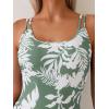 imageEomenie One Piece Swimdress Swimsuits for Women Tummy Control Swim Dresses Skirt Bathing SuitGreen White Print