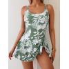 imageEomenie One Piece Swimdress Swimsuits for Women Tummy Control Swim Dresses Skirt Bathing SuitGreen White Print
