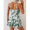 imageEomenie One Piece Swimdress Swimsuits for Women Tummy Control Swim Dresses Skirt Bathing SuitGreen White Print